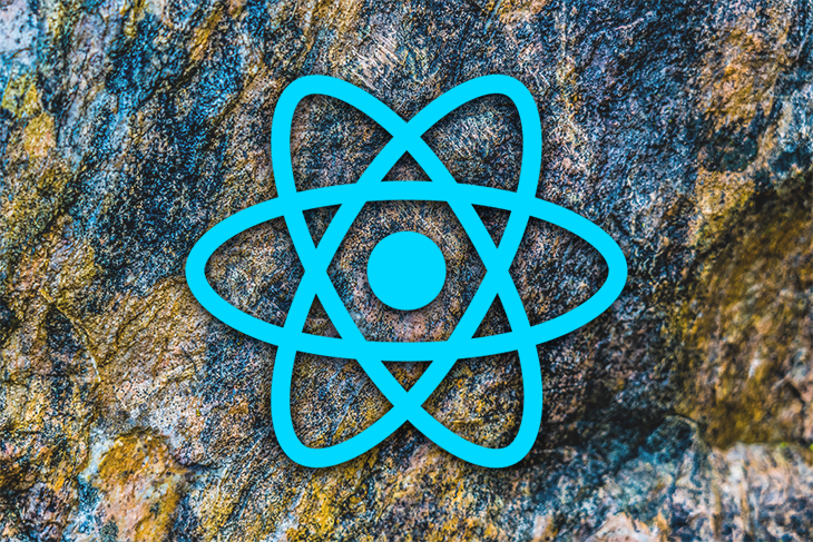Image of the react logo over a rock